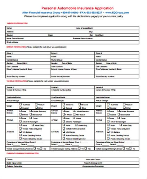 The general process of life insurance application involves four steps. 10+ Insurance Application Forms - PDF | Free & Premium Templates