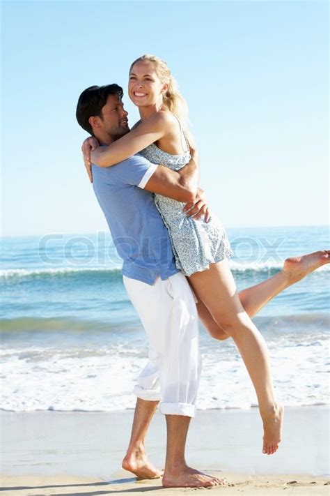 Couple Nyder Romantic Beach Holiday Stock Foto Colourbox