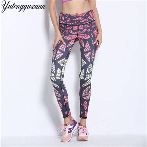 gradient print yoga pants high elastic stretch sport leggings gym workout fitness compression