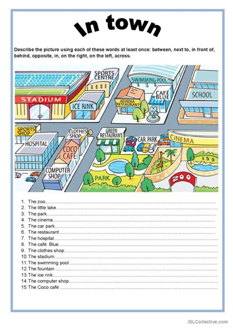 Prepositions Of Place The Map Of The City Prepositions Esl Lesson