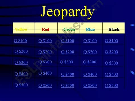 Esl English Powerpoints Jeopardy Daily Routines And Personal Information