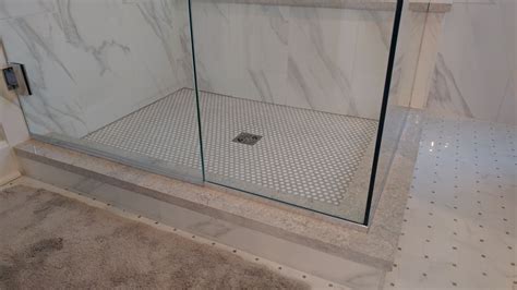 Tiled Custom Shower Base And Bathroom Floor Custom Shower Base Tiling