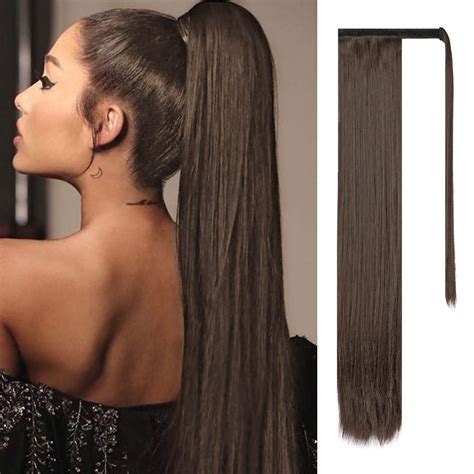 Amazon Com Feshfen Straight Ponytail Extensions Inch Long Wrap