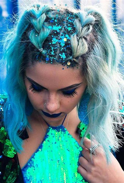 Glitter Roots Hair Trend Music Festival Hairstyles Glitter Roots