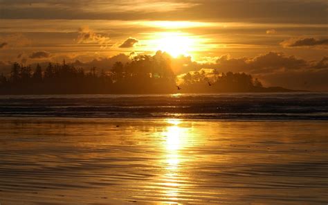 Sunset Clouds Landscapes Nature Beach Sand Shore Sunlight Oceans Hd