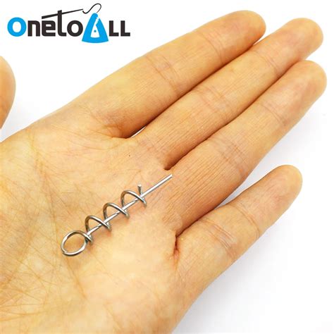 Onetoall Pcs Soft Lure Spring Lock Pin Stainless Steel Screw Twist Hook Connector Swivel Snap