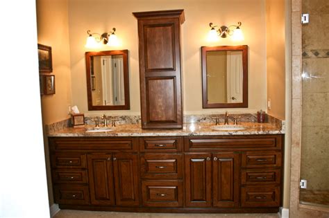 This vanity also features uniquely designed chrome faucets no linen side cabinet linen side cabinet with 2 storage areas (+$219.00) linen side cabinet with 4 cubby holes and mirror (+$459.00) linen. Reagan's Vanity - Traditional - Bathroom - Nashville - by Frenchs Cabinet Gallery llc