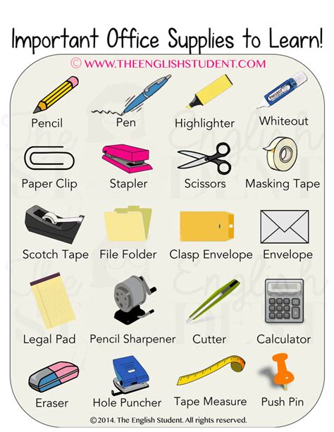 Learn These Office Supplies English Vocabulary Learn English