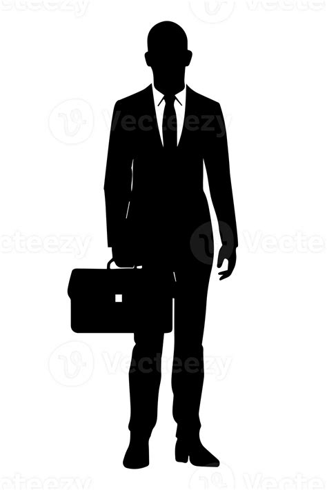 Businessman In Suit With Briefcase Silhouette Isolated 24959835 Png