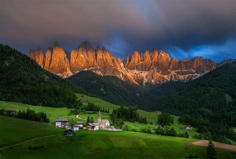 Wallpaper Id 859193 1080p Church The Dolomites Forest Morning