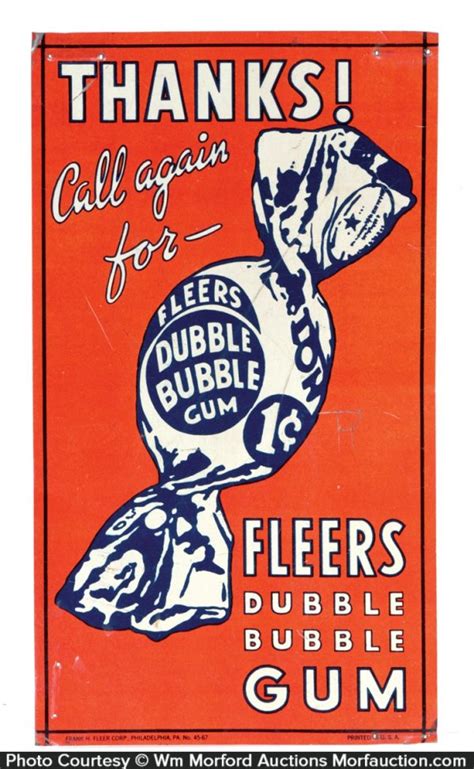 Fleers Dubble Bubble Gum Sign Antique Advertising
