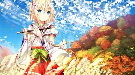 Wallpaper Forest Illustration Blonde Anime Girls Cat