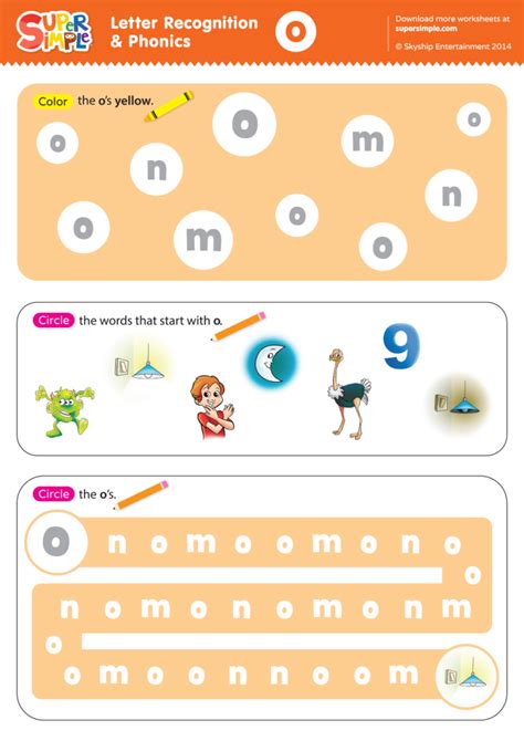 Letter Recognition And Phonics Worksheet O Lowercase Super Simple