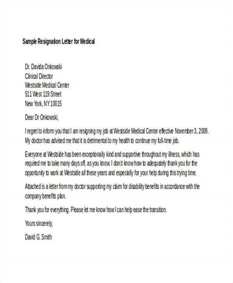 Sample Medical Resignation Letters In Pdf Ms Word Apple Pages Google Docs
