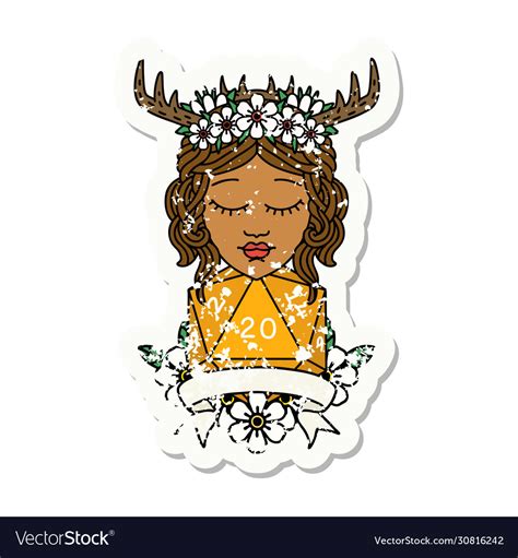 Human Druid With Natural Twenty Roll Royalty Free Vector