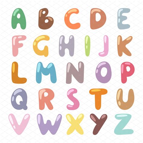 Cartoon Alphabet Symbols Vector Custom Designed Illustrations