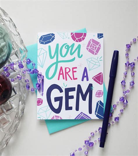 You Are A Gem Thanks Thank You Gems Jewels Illustration Etsy