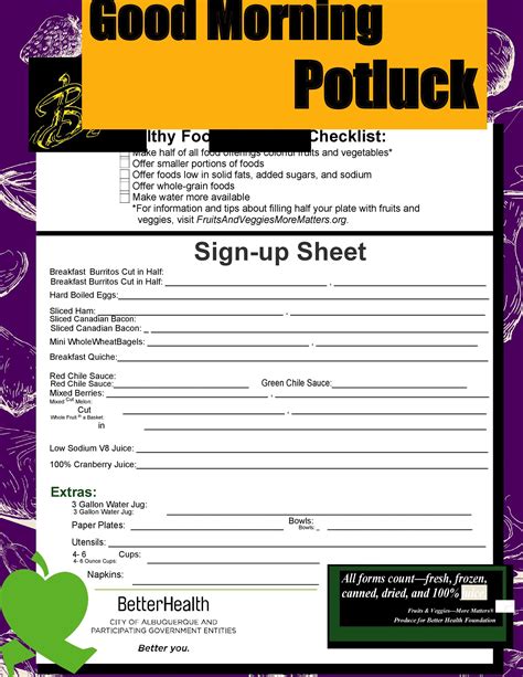 38 Best Potluck Sign Up Sheets For Any Occasion Templatelab