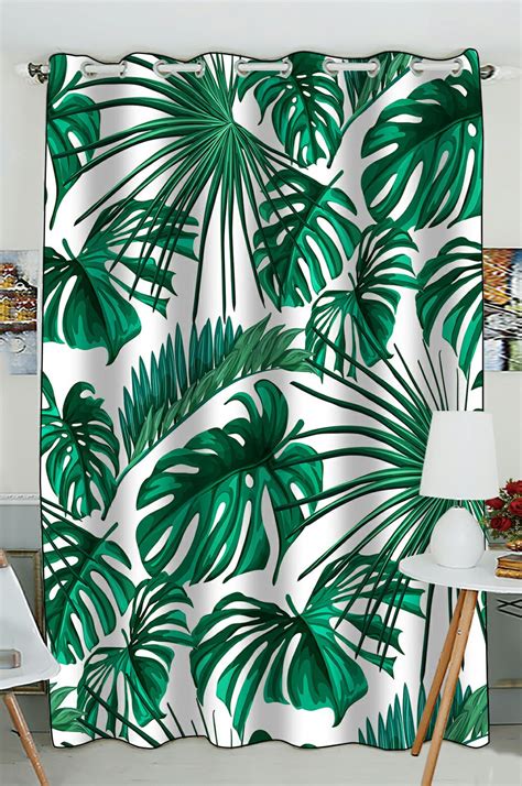 Eczjnt Tropical Palm Leaves Blackout Window Curtain Drapery Panels