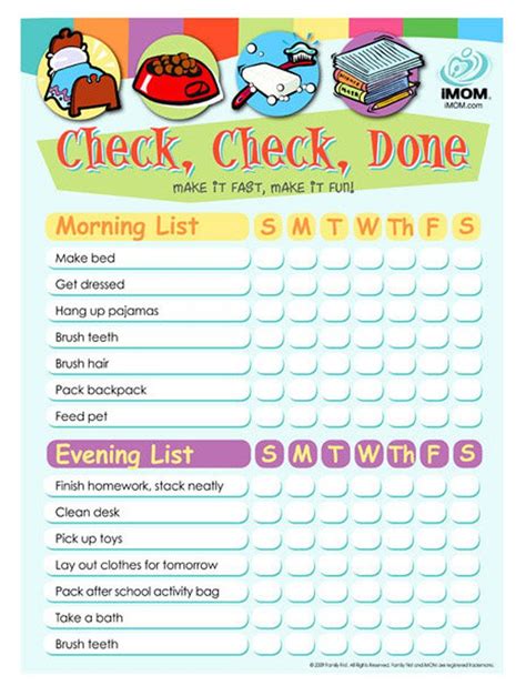 Chore Chart Template For Kids