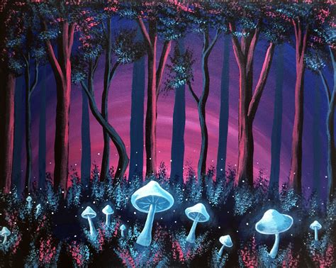 Mushroom Forest Canvas Art Painting Art Painting Psychedelic Art