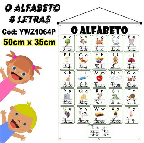 Alfabeto 4 Letras 50cm X 35cm Banner Didático Aula Ywz1064p R 3670