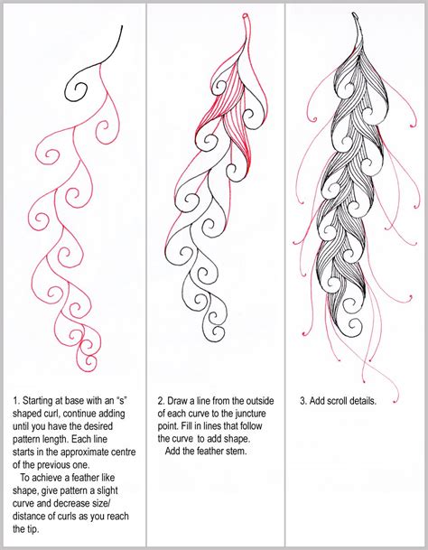 Zentangle patterns step by step easy. Zentangle scroll feather tutorial | Zentangle patterns, Zentangle drawings, Zentangle designs