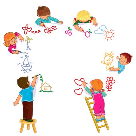 Kids Drawing Vector Free Download