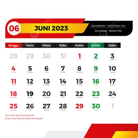 Kalendarz 2023 Juni Lengkap Dengan Tanggal Merah Cuti Bersama Jawa Dan