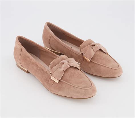 Office Fortuna Bow Loafer Blush Suede Flat Shoes For Women