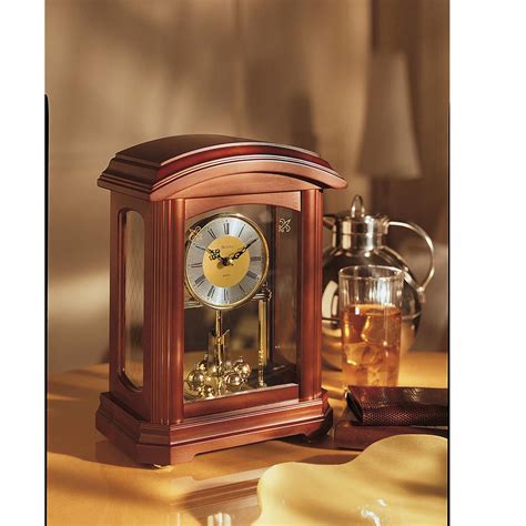Bulova B1848 Nordale Tabletop Hardwood Mantel Desk Clock With Pendulum