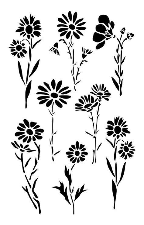 Daisy Flower Painting Stencils Wall Decorating Daisies Etsy Uk