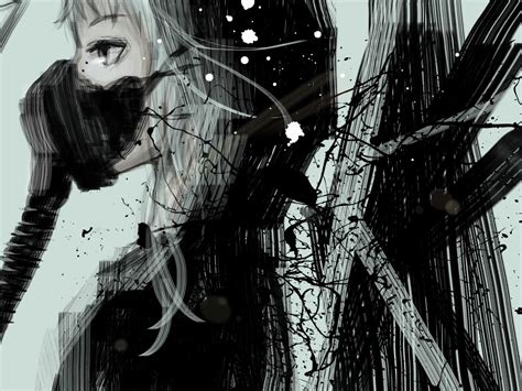 Wallpaper Drawing Illustration Anime Girls Mask Darkness Sketch