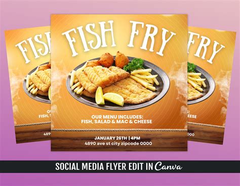 Fish Fry Flyer Template Etsy