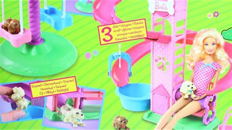 barbie slide and spin pups playset Прогулка в парке с питомцами mattel y1172 youtube