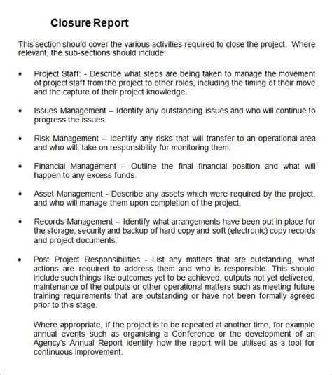 Project Closure Report Template 9 Free Word Documents Download Free