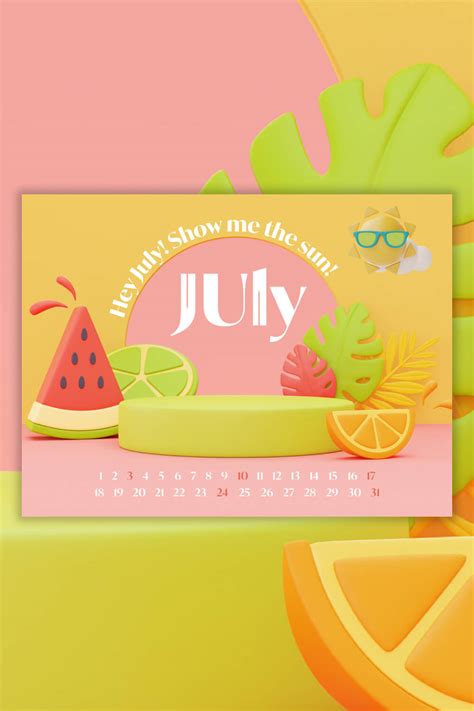 Free Watermelon July Calendar Master Bundles