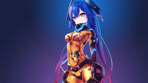 Wallpaper Illustration Long Hair Anime Girls Yellow Eyes Blue