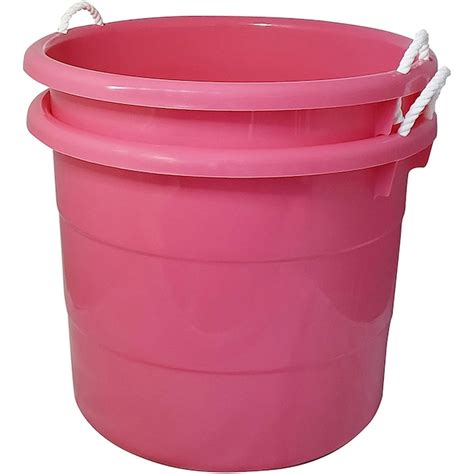 homz products 2 pack 21 5 in w x 16 25 in h x 21 5 in d pink storage bucket in the storage bins