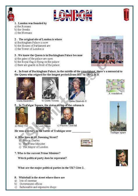 London Quiz With Key Editable Esl Worksheet By Ludique22