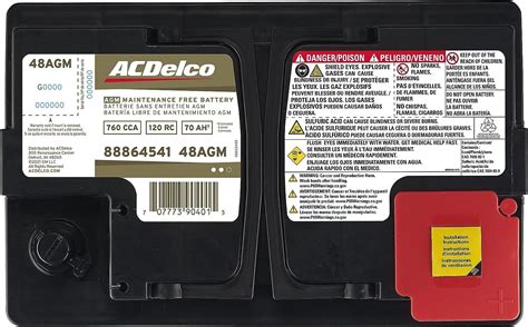 Acdelco Gold 48agm 36 Month Warranty Agm Bci Group 48 Battery Black