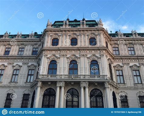 Historic Building Baroque Palaces Of Upper Belvedere At Sunset Time