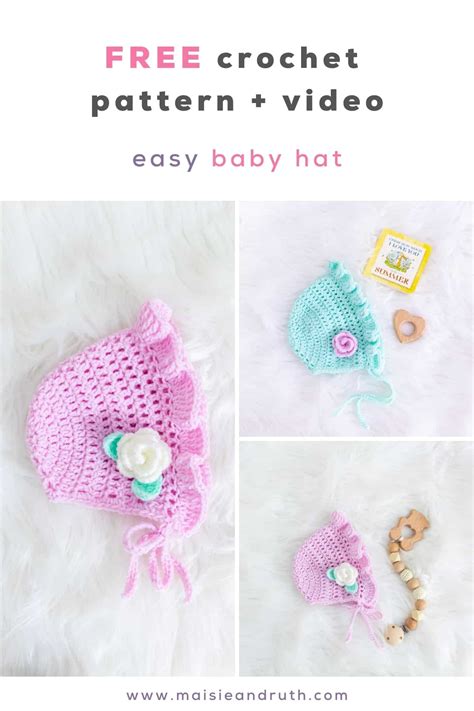 Crochet Baby Hat Pattern The Bluebell Baby Bonnet Maisie And Ruth