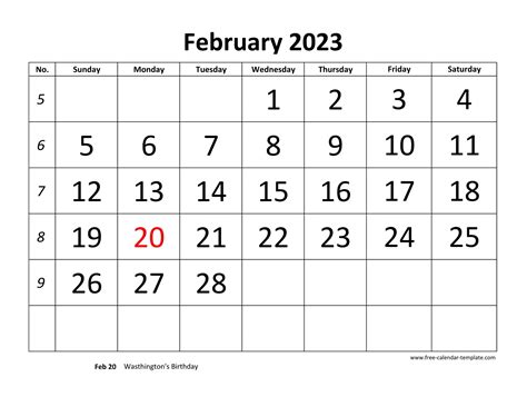February 2023 Free Calendar Tempplate Free Calendar