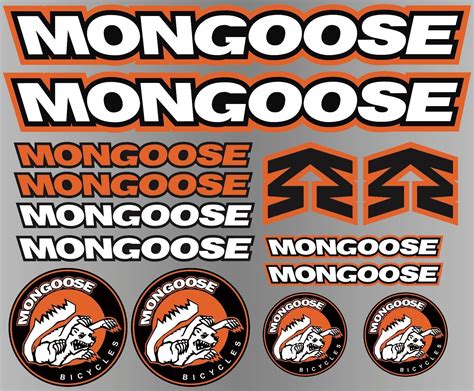 Mongoose Decals Stickers Sheet Cycling Mtb Bmx Road Bike Printed