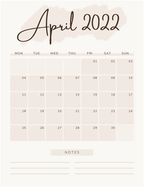 2023 April Calendar Notability Gallery