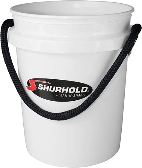 Shurhold 2451 White 5 Gallon Bucket With Black Rope Handle