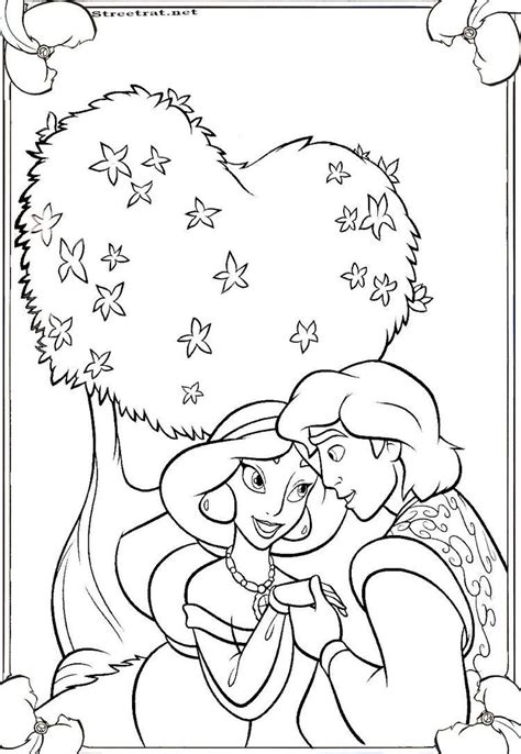 Happy Jasmine And Aladdin Coloring Pages | Disney jasmine, Disney