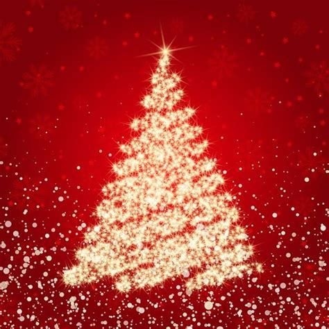 Download Christmas Red Background With Golden Sparkly Tree For Free