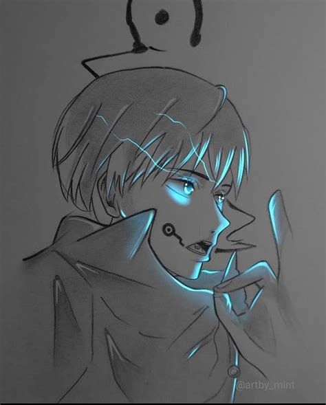 A Drawing Of A Woman Talking On A Cell Phone With Blue Light Coming
